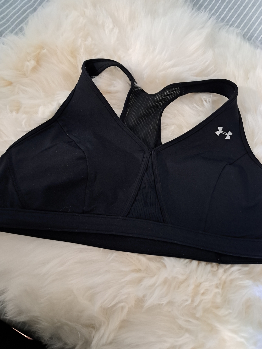 Under Armour Women's Black Sports Bra - High Support Racerback. Xl